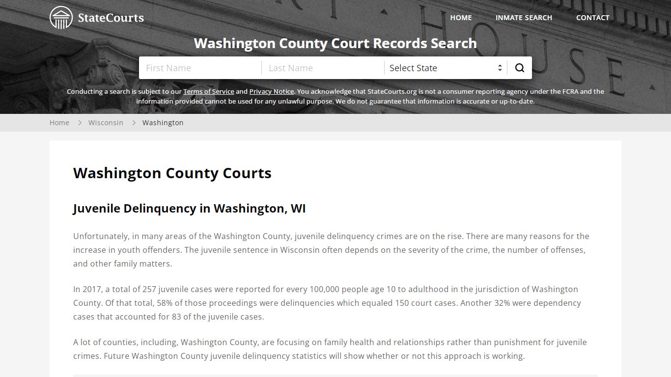 Washington County, WI Courts - Records & Cases - StateCourts